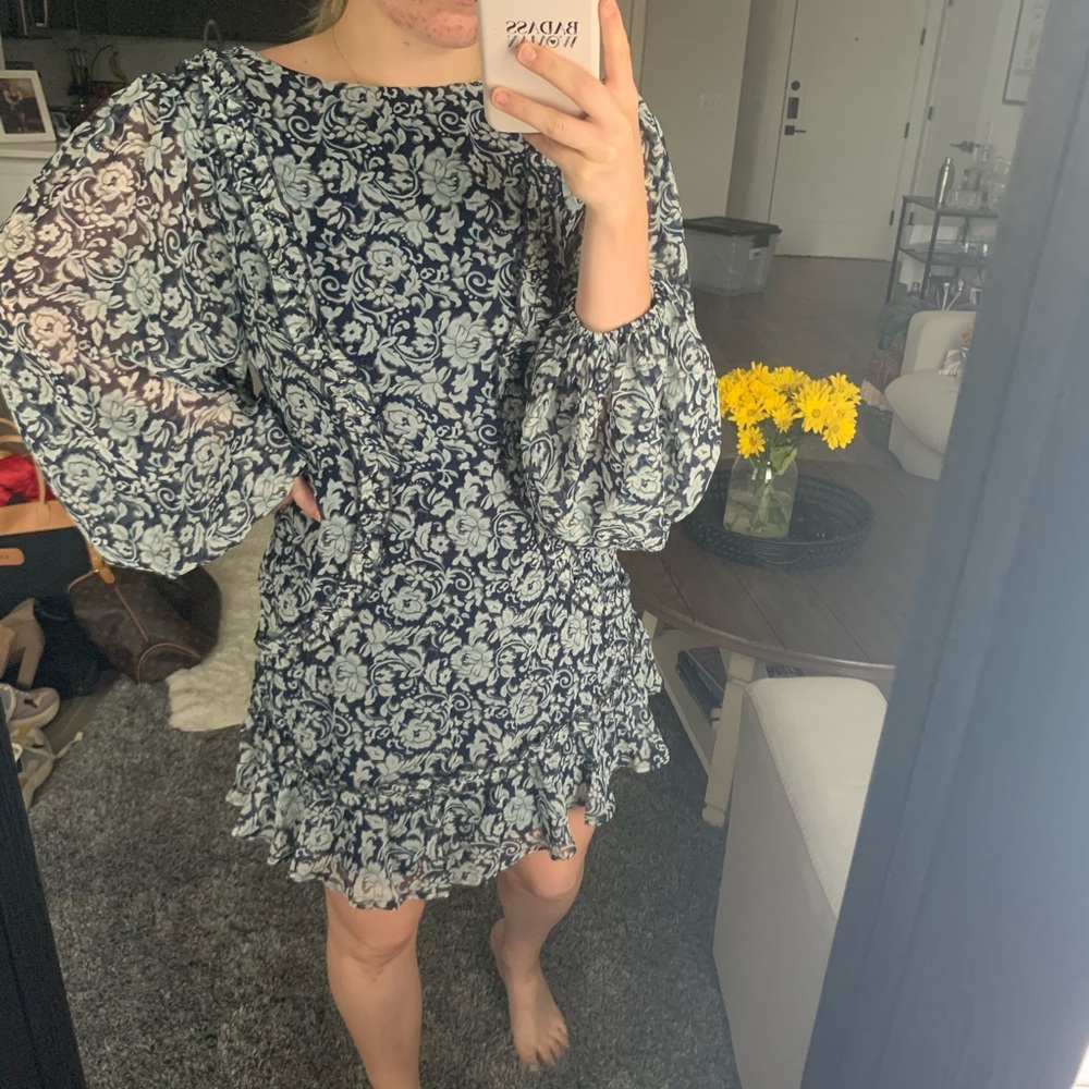 Floral navy dress (with tags)